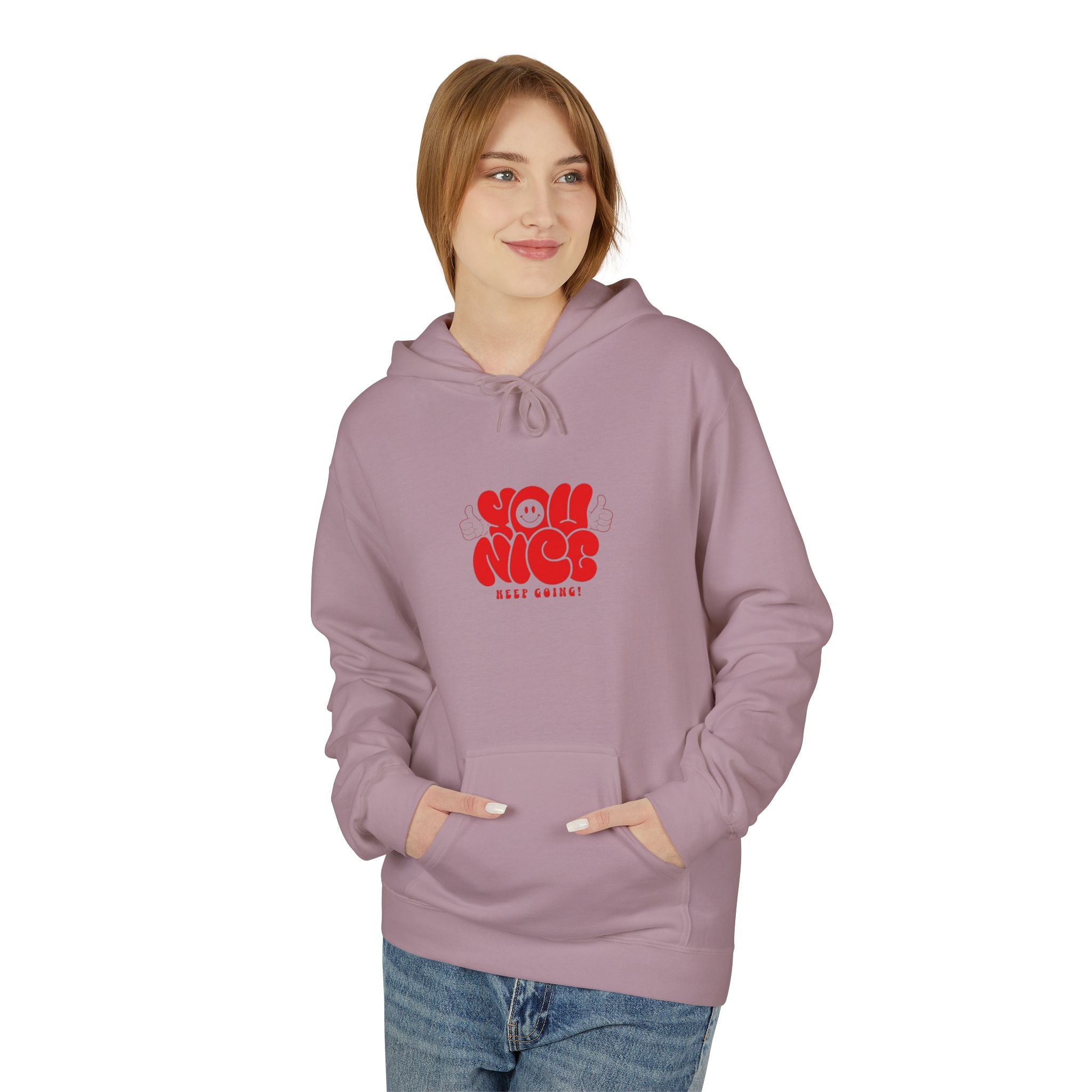 Nice Vibes Hoodie — Retro Red "Stay Nice" Graphic Sweatshirt