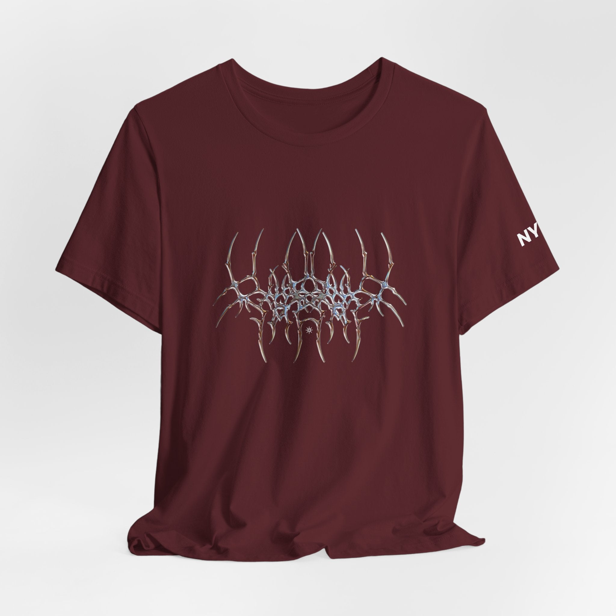 Gothic Spider Web Graphic Tee — Trippy Dark Metal Design
