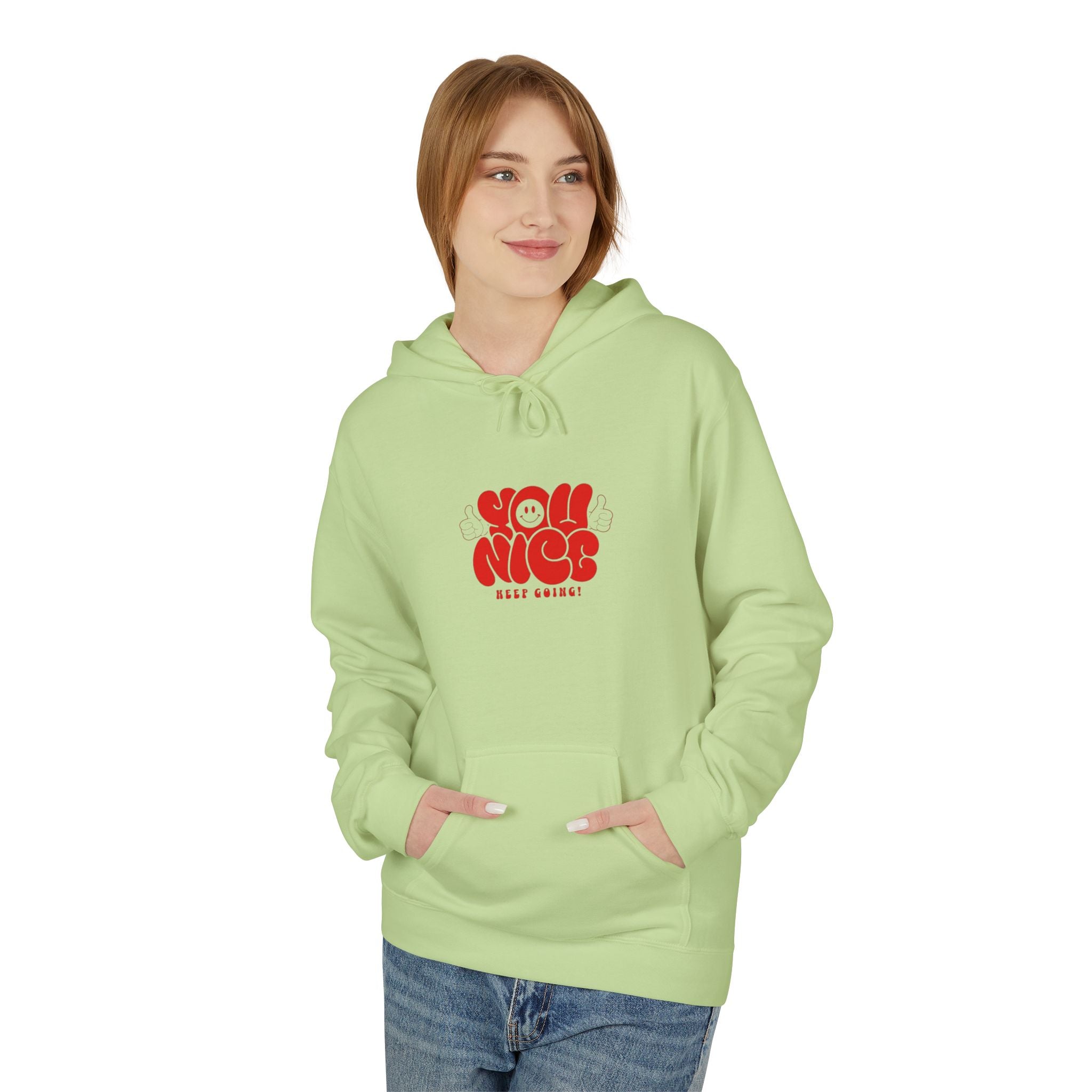 Nice Vibes Hoodie — Retro Red "Stay Nice" Graphic Sweatshirt