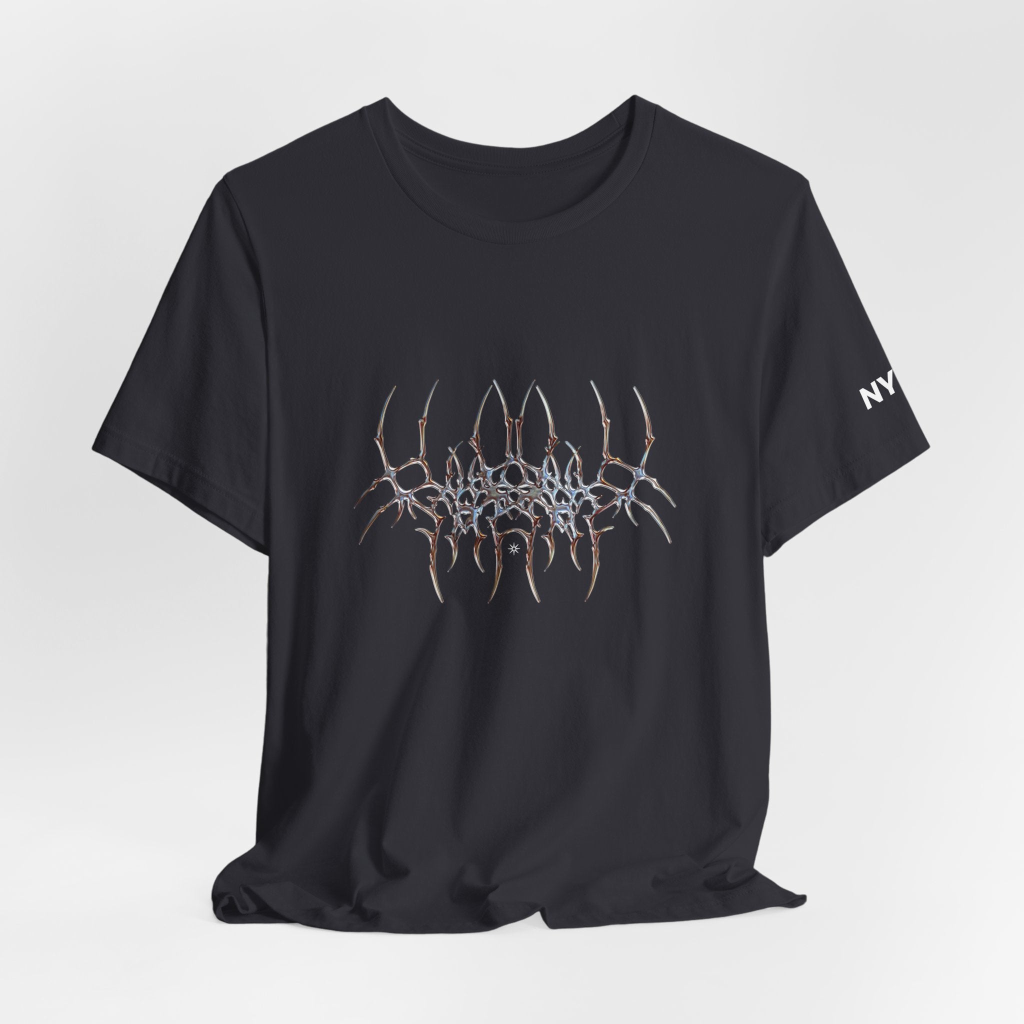 Gothic Spider Web Graphic Tee — Trippy Dark Metal Design