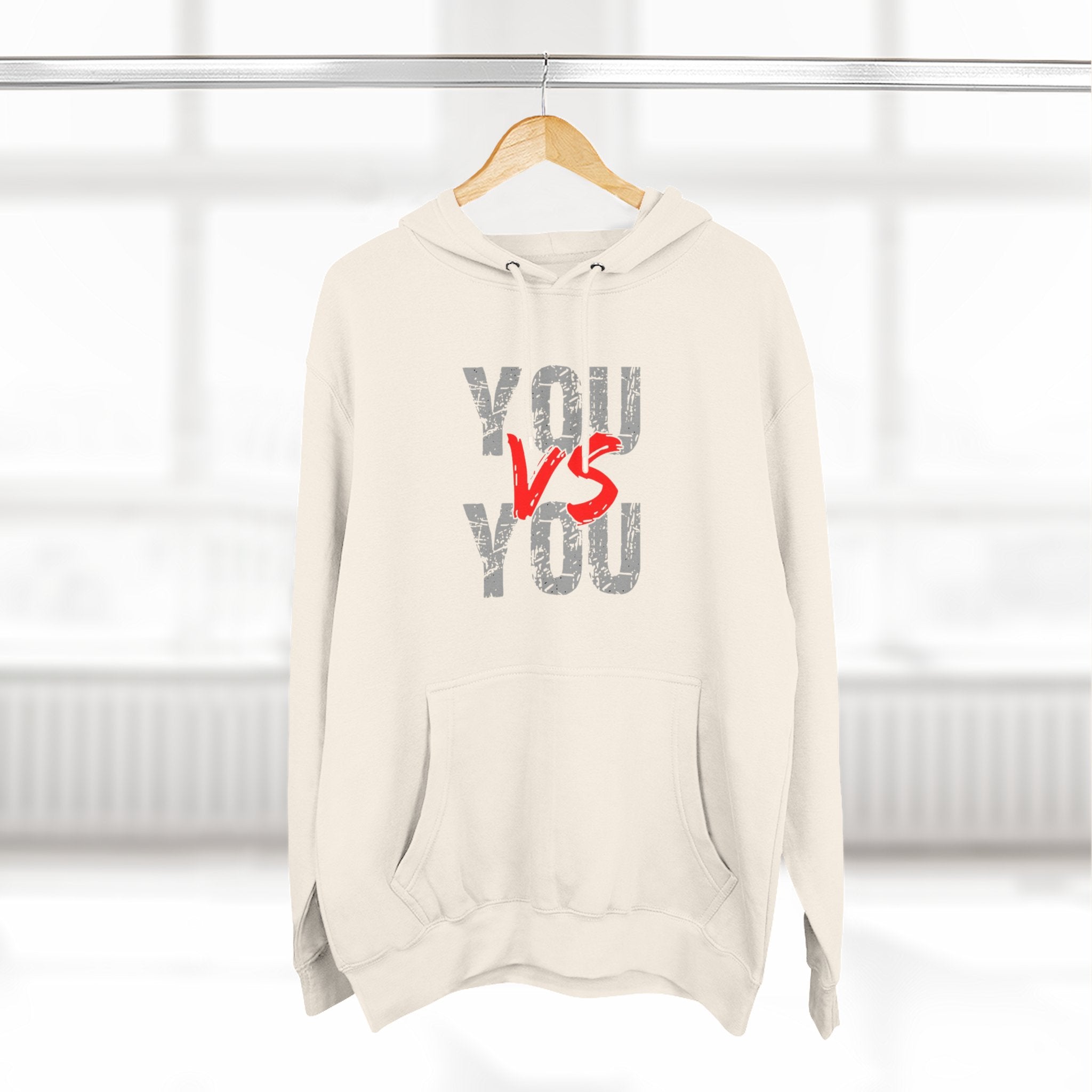 YOU vs YOU Three-Panel Fleece Hoodie, Motivational Sweatshirt, Unisex Hoodie, Workout Apparel, Self-Improvement Gift