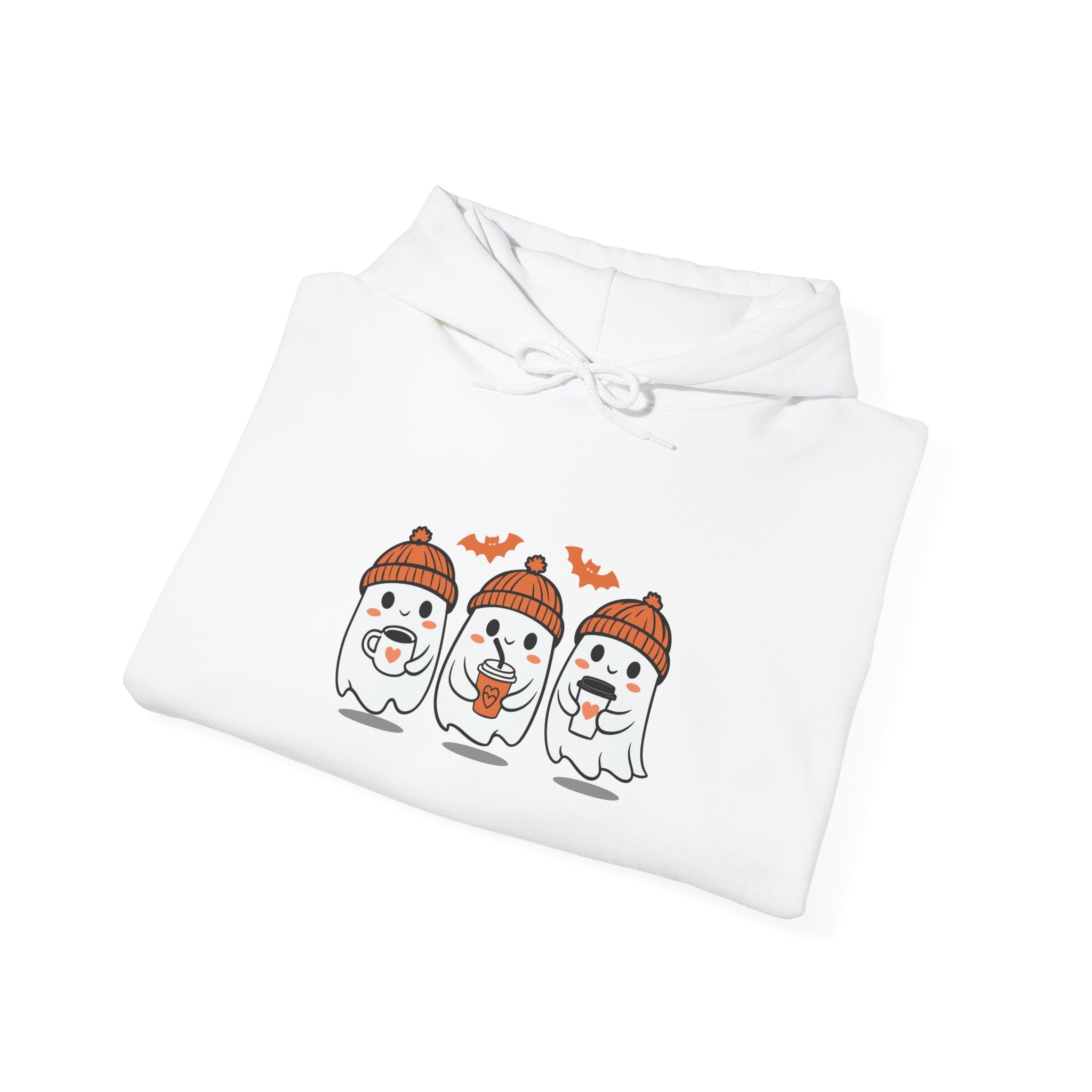 Festive Ghost Hoodie with Holiday Charm, Perfect for Halloween, Cozy Gift for Friends, Unisex Pullover, Casual Wear, Fall Celebration